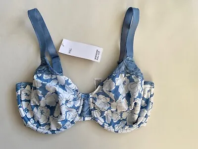 Bnwt M&s Wild Blooms Blue Mix Floral Underwired Minimiser Bra • £15