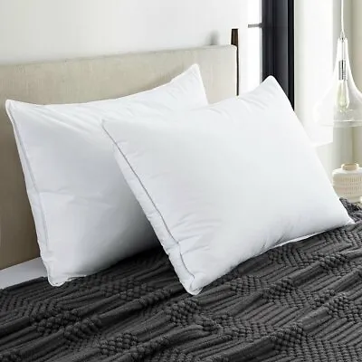 Set Of 2 100% Feather Bed Pillows 100% Cotton Cover Queen Or King Size Pillows • $41.99