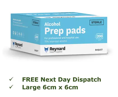 $9.90 • Buy REYNARD LARGE Alcohol Skin Prep Pads / Swabs / Wipes -Isopropyl 70% - 6 X 6cm