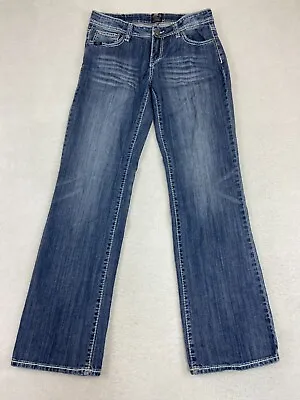 Cowgirl Up Jeans Womens 31x34 Stretch Mid Boot Dont Fence Me In Thick Stitch • $33.99