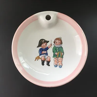 Vintage Limoges French Porcelain Baby Warming Plate Bowl Boy & Girl Playing • £31.59