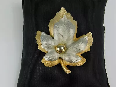 Vintage Gold & Silver Tone Maple Leaf Brooch Pin 2.25  • $5.99