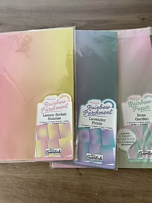 Rainbow Parchment Paper Bundle X 3 Lemon Sorbet Lavender Fields Rose Garden • £5.50