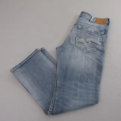 Silver Mens Straight Jeans Size 36 X 34 Blue Gordie Acid Wash Stretch Denim • $33.52