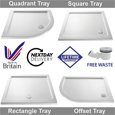 Slimline Rectangle/Quadrant Stone Resin Shower Tray Shower Enclosure FREE Waste • £227.99