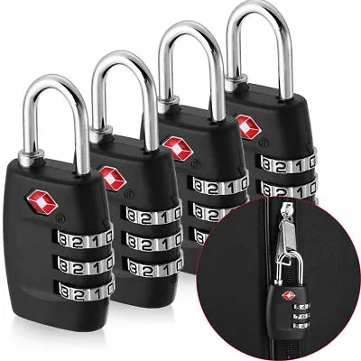 4x TSA Approved Luggage Lock Travel 3 Digit Combination Suitcase Padlock Reset • $13.79