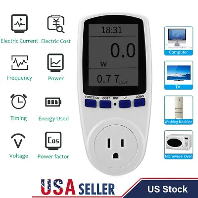 Digital Outlet Power Meter Energy Monitor Volt Watt Voltage Amps Socket Analyzer • $12.59