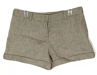 $168 ELIE TAHARI Woman’s Linen Blend Flat Front Cuffed Tan Beige Shorts Sz 8 G1 • $49.99