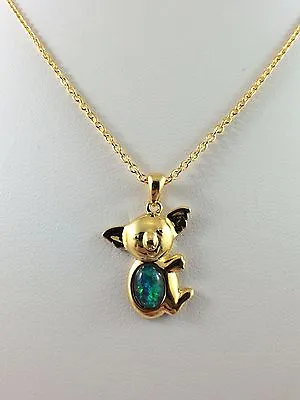 Genuine Australian Koala Triplet Opal Necklace Twice 18ct Gold Plated Pendant • $69.95