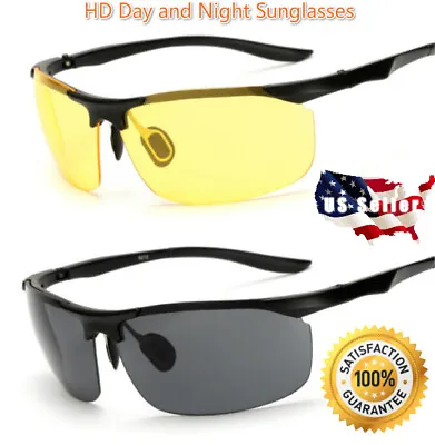 Tac Polarized HD Day & Night Vision Glasses Men Driving Sports Aviator Sunlasses • $12.99