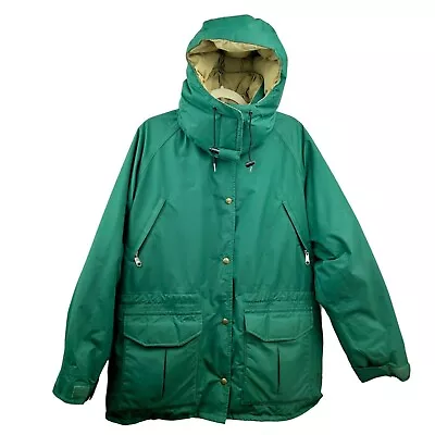 Vintage LL Bean Maine Warden's Parka Large Puffer Gortex Down Filled Green • $89