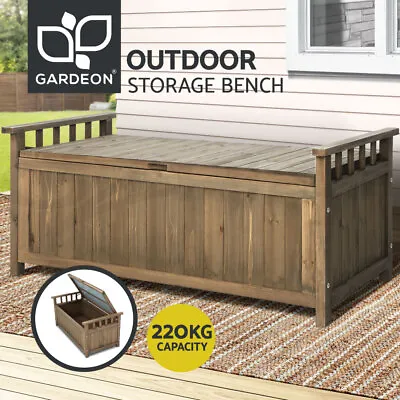 Gardeon Outdoor Storage Box Wooden Garden Bench Chest Toy Tool Sheds Furniture • $139.95
