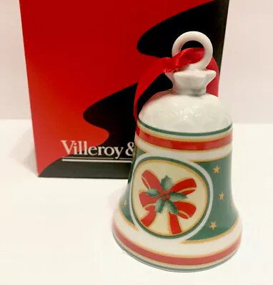 Vintage Villeroy & Boch Magic Christmas Bell Ornament Holly & Bows NIB • $10.44