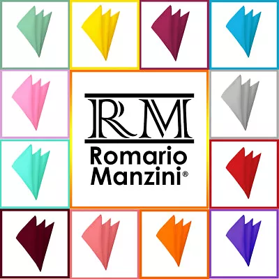 Romario Manzini® Men's Solid Pocket Square Hankies Handkerchief  (56 Colors)  • $10