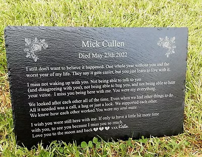 Personalised Engraved Large Slate Stone Memorial Grave Marker Plaque 11 In  • £25