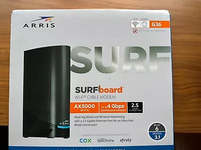 ARRIS SURFboard G36 DOCSIS 3.1 Wi-Fi 6 Cable Modem - Black • $96