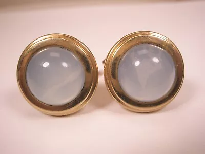 White Cabochon 1/20 12K Gold Filled Quality Vintage BAB Cuff Links Simple Plain • $40.49