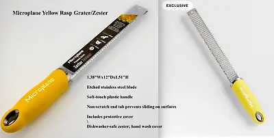 Microplane Premium Series Zester Grater Rouge Yellow 1.25 Wx1 Dx12 H. NEW • $11.89