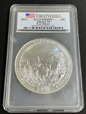 2011  First Strike   PCGS MS69PL  Glacier NP  5 Oz Silver • $242.99