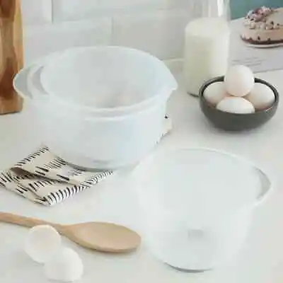 3 Piece Mixing Bowl Set Non-Slip Baking Cooking 3 Sizes Pack White Grey • £10.99