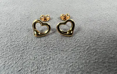 Tiffany & Co. Elsa Peretti Open Heart Stud Earrings - 18k Yellow Gold 11 Mm • $895