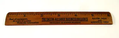 Vintage SALEM ALLIANCE OH BUSINESS COLLEGES Advertising 6  WOOD RULER • $9.99