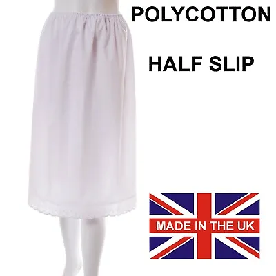 £9.18 • Buy Half Slip Ladies Polycotton 26  Waist Slips Underskirt White Petticoat Women's
