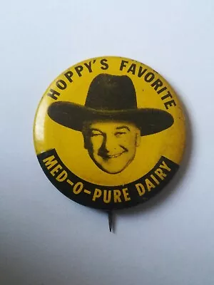 Vintage 1950s Hopalong Cassidy Cowboy Med-O-Pure Diary Advertising Tin Badge. • £12.50