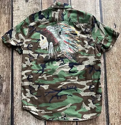 Ralph Lauren Denim Supply Camo Indian Chief Aztec Shirt Head Dress Mens Medium • $79.99