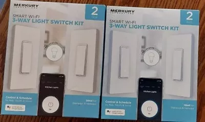 Merkury Innovations Smart WiFi 3 Way Light Switch Kit Lot Of 2 • $35