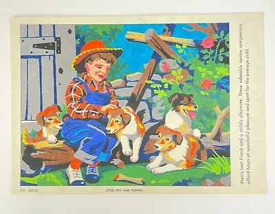Vintage Completed Venus Paradise Color By Number Pencil Puppies Collie Farmhouse • $25