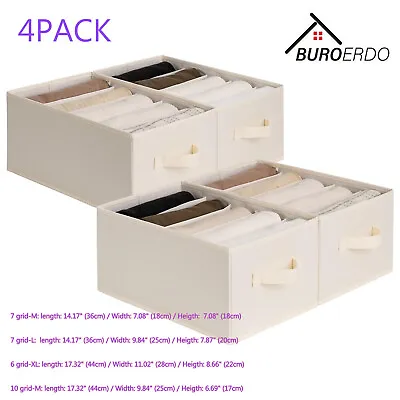 4X Wardrobe Clothes Organizer Jeans Compartment Storage Box Foldable Drawer Cube • $36.98