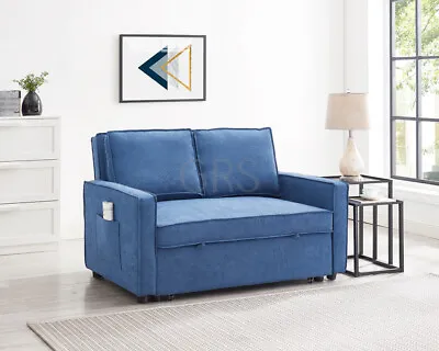£329.99 • Buy 2 Seater Sofa Bed Pull Out Linen Fabric Dark Grey Blue Beige Sofabed