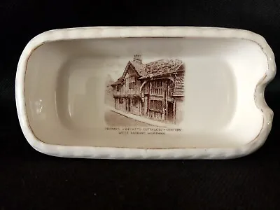 £7 • Buy Goss Crested China - THOMAS A BECKET COTTAGE, WORTHING Sepia Trans - Pipe Tray.
