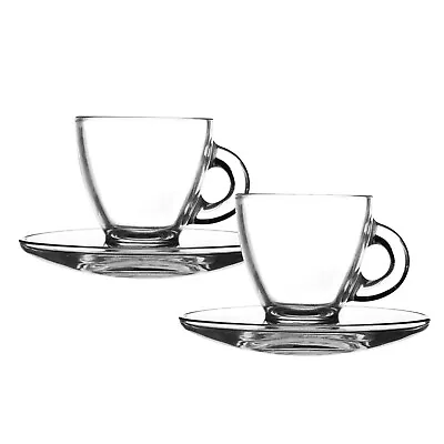 Ravenhead Entertain Set Of 2 80ml Espresso Cups & Saucer Coffee Sleek Cup 2.8oz • £8.95