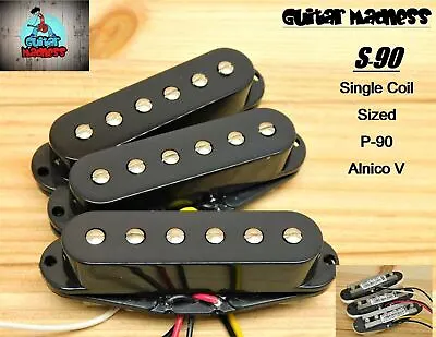 G.M. S-90's Single Coil Sized P-90's With Pole Pieces Black Covers A5 • $32.95