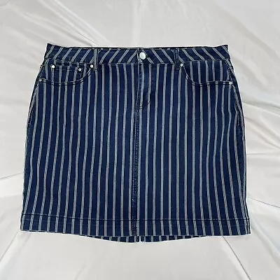 Baccini Denim Skirt Striped Cotton Blend 5 Pocket  Women's Sz. 16 • $14.99