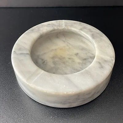Vintage Mid-century  5  Round Solid Light Grey Marble Ash Tray • $4.99