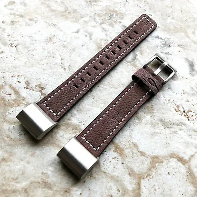 $42.76 • Buy Brown Color Soft Leather Band Strap With White Stitches For Fitbit Charge 2