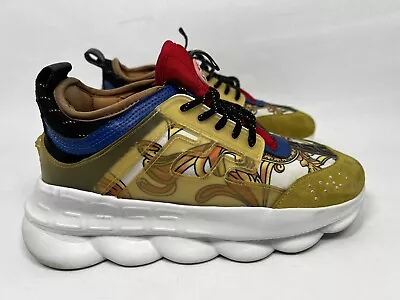 VERSACE Chain Reaction Sneakers Men's Size 10 43 Suede Lace Up Italy  • $312.49
