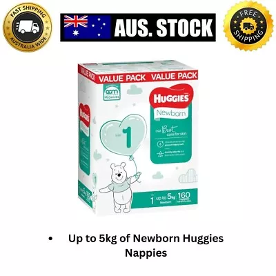 Huggies Unisex Ultimate Nappies Size 1 Newborn (Up To 5 Kg) 160 Nappies Value • $78.99