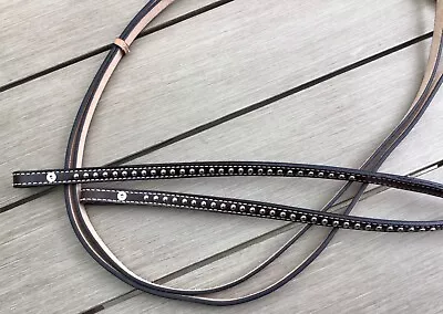 Pair Of Western Leather Split Reins - Studded Chocolate & Light Oil 5/8” X 7’ • $19.95