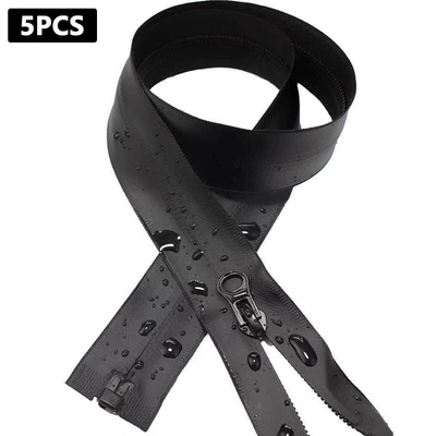 £7.96 • Buy 5x WATERPROOF Black Open Ended-Closed Ended Chunky Nylon Zip Zipper 40-100cm
