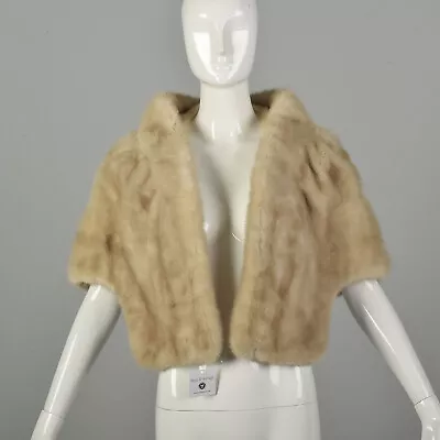 OSFM 1950S Real Mink Blonde Supple Fur Stole Warm Winter Capelet Mink Wrap VTG • $270