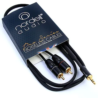 3.5mm Stereo Mini TRS Jack To RCA Phono Lead Audio Cable 1.5m 5ft • £9.97