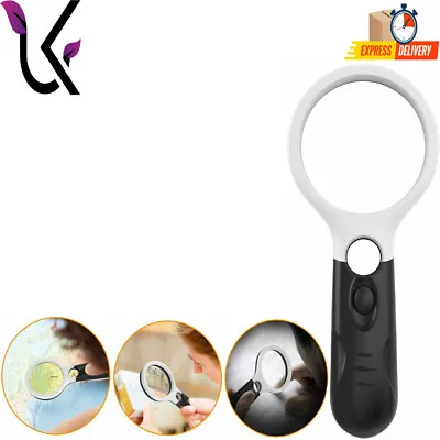 £4.79 • Buy Magnifier Handheld 45X Reading Magnifying Glass Jewelry Loupe With 3 LED Light