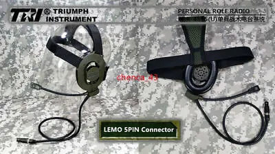 TRI Headset NATO Connector TRI PRR H4855U(S) Dual Com RADIO SELEX PRC343/152/148 • $212.38