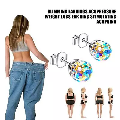 Magnetic Slimming Earrings Acupressure Weight Loss Ne 1J9L Stimulating Ear C0T5 • $1.85