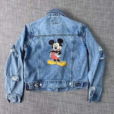 Forever 21 Mickey Mouse Denim Jean Trucker Jacket Womens S Stonewash Blue Disney • $26.95