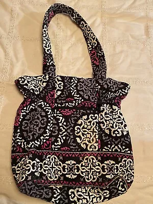 Vera Bradley Quilted Canterberry Magenta Purse Tote Bag Black Purple White Gray • $24.99